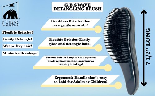 GENTS 5-Piece Hair Detangling Brush Set - Professional Salon Quality Comb & Brush Kit for Men Women - Anti-Static Black Bristles for All Hair Types
