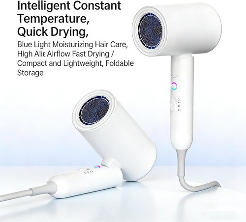 Skiennix Ionic Hair Dryer - 2000W Foldable Travel Blow Dryer | Portable, Low Noise, Compact Design