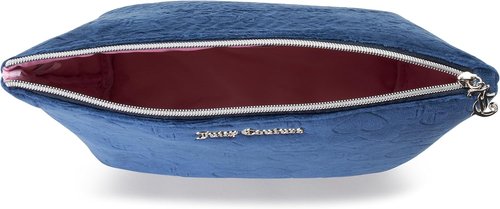 Juicy Couture Makeup Bag - Blue Velour Cosmetics Organizer with Zip Top | Travel Essentials