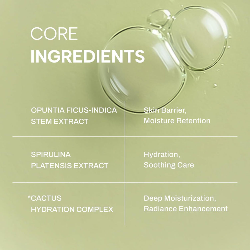 Whamisa Organic Cactus Bouncy Serum - 48H Inner Skin Moisture & 72H Hydration | Korean Facial Ampoule (52ml)