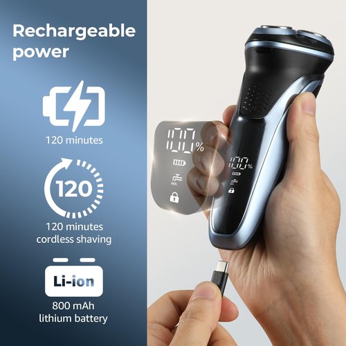 GDKLXL Rechargeable Electric Razor for Men: IPX7 Waterproof Shaver - 1.5H Fast Charge, 4D Flex Precision Blades with Pop-Up Trimmer - Gentle on Sensitive Skin, Travel-Friendly，Valentine's Day Gifts