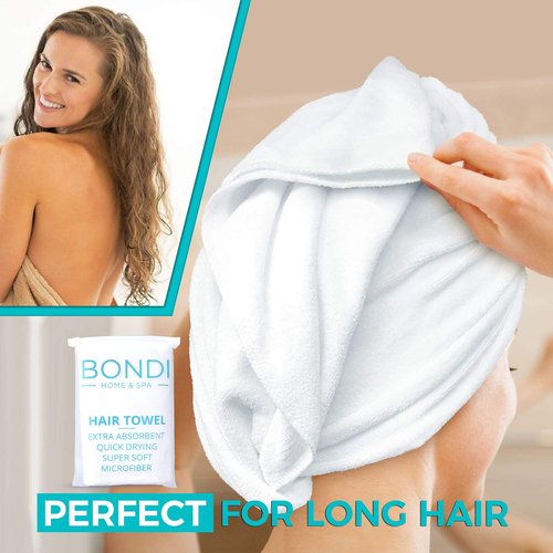 Bondi SPA Microfiber Hair Towel - Dries Hair 50% Faster | Anti-Frizz & Super Absorbent - XL Rectangle