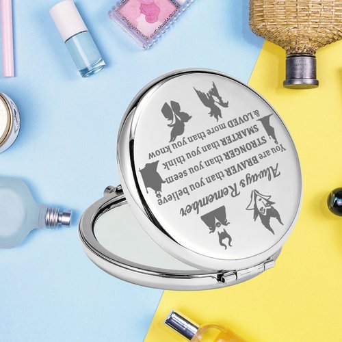 KEYCHIN Evil Queen Pocket Mirror Villain Movie Fans Gifts You are Braver Stronger Smarter Than You Think Compact Mirror for Women Girls Teenagers (Villain Always-S)