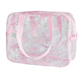 TotePrint Flower Makeup Bag - Clear Printable Vinyl Cosmetic Pouch, Waterproof Small Clear Gift Bags for Travel & Organizer (Pink Bow)