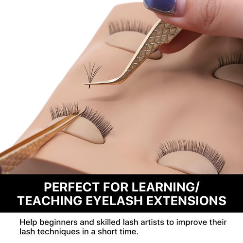 Pretty memory 2 Layer Lash Mannequin Head, with 2 Pairs Removable Lash Practice Eyelids, Realistic Eyelash Mannequin Head, Makeup Soft-Touch Rubber Lash Tech Supplies for Practice Training