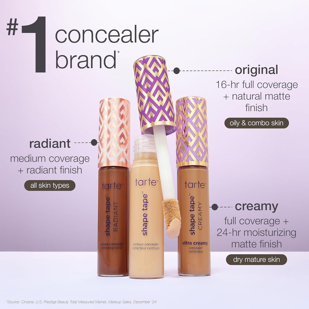 Tarte Shape Tape Creamy Concealer - Full Coverage Hydrating Makeup with Eye Cream | 24HR Matte Finish for Redness & Fine Lines
