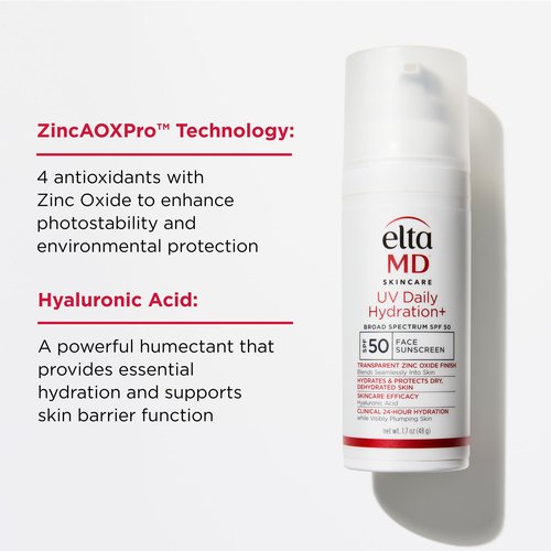 EltaMD UV Daily Hydration+ SPF 50, Dermatologist Trusted Lightweight Hybrid Sunscreen Providing Advanced Sun Protection and Corrective Skin Hydration.