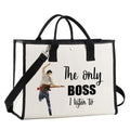 JNIAP Singer Fans Cosmetic Makeup Bag Rock Music Lover Gifts The Only Boss I Listen To Music Zipper Pouch Bag Singer Merchandise (only boss tote)