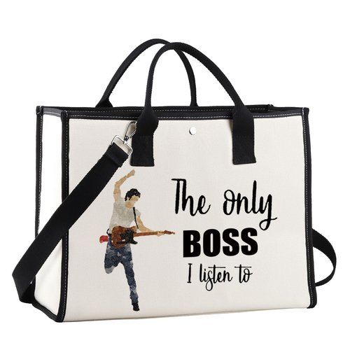 JNIAP Singer Fans Cosmetic Makeup Bag Rock Music Lover Gifts The Only Boss I Listen To Music Zipper Pouch Bag Singer Merchandise (only boss tote)