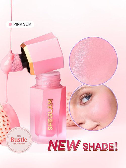 SheGlam Color Bloom Liquid Blush - 007 Pink Slip | Vibrant, Long-Lasting Formula