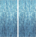 Sky Blue Metallic Foil Fringe Curtain Backdrop 3.28 x 6.56 ft 2-Pack Party Decorations