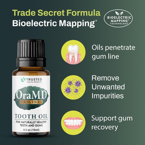 OraMD 4-in-1 Original Strength Tooth Oil- Clinically Tested Gum Disease Treatment, Gingivitis Treatment, Periodontal Disease Treatment, Sensitive Teeth and Gums - All-Natural Solution (1-Pack)