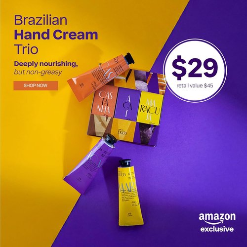 Natura Hand Cream Gift Set | 3-Pack Vegan Hydrating Balm with Passion Fruit, Brazil Nut & Açaí - Travel Size