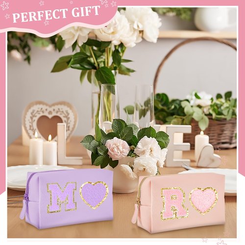 Cunno 24 Pcs Makeup Bag Bulk PU Leather Cosmetic Bag Makeup Pouch Plain Cosmetic Pouch Waterproof Toiletry Bags for Traveling Travel Purse Cosmetic Organizer (Morandi)