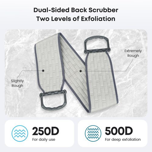 eaxun Exfoliating Back Scrubber with Plastic Handles for Shower, 36 Inches Bath Back Exfoliator Body Cleaner for Men, Women and Elderly, Dual-Sided Roughness Back Washer for Deep Cleansing