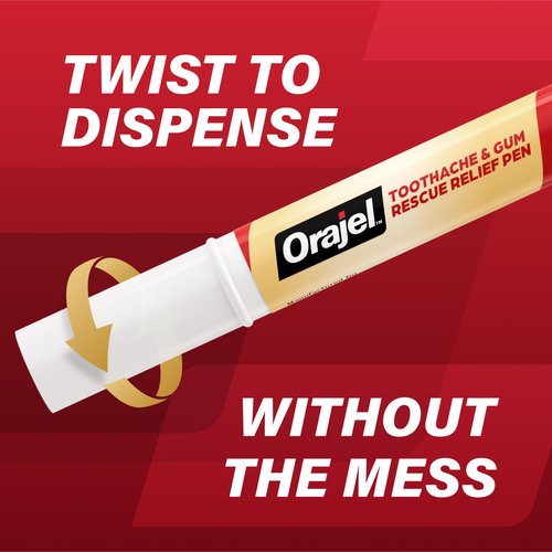 Orajel Rescue Relief Pen with Menthol Cooling Gel for Instant Pain Relief of Tooth & Gum, Mouth Sores, Braces and Denture Irritation, Touch-Free Silicone Applicator, 0.07 oz (2-Pack)