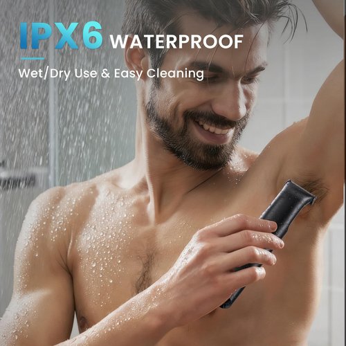 MAXGROOM Body Hair Trimmer for Men 3-in-1 Groin, Pubic & Ball Trimmer with Skin Safe No-Nick Blades, IPX6 Waterproof Wet/Dry Electric Shaver for Chest, Underarms, Legs, USB-C Rechargeable Groomer Kit