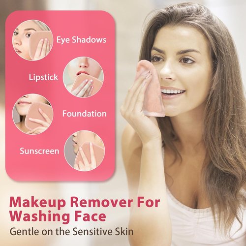 Natwag Makeup Remover Cloth - Reusable Microfiber Face Towels | 12 Pack, 6" x 6", Beige with Mesh Bag