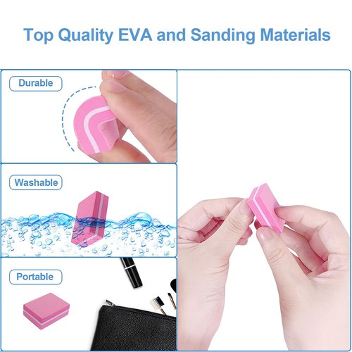 180/240 Grit Nail Buffers (100 Pack), mini Buffer Block Nail File for Acrylic Nails and Natural Nails, Professional Nail Buffer Block Bulk Buffing Blocks for Nail Buff Manicure File Blocks Set Pink