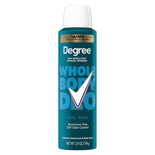 Degree Men Whole Body Deodorant - Cool Rush Scent | Aluminum-Free 72H Odor Protection, 2.9 oz