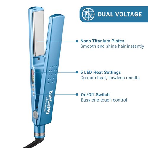BaBylissPRO 1 1/4" Digital Ionic Flat Iron - Versatile Hair Straightener with Shorter Plates