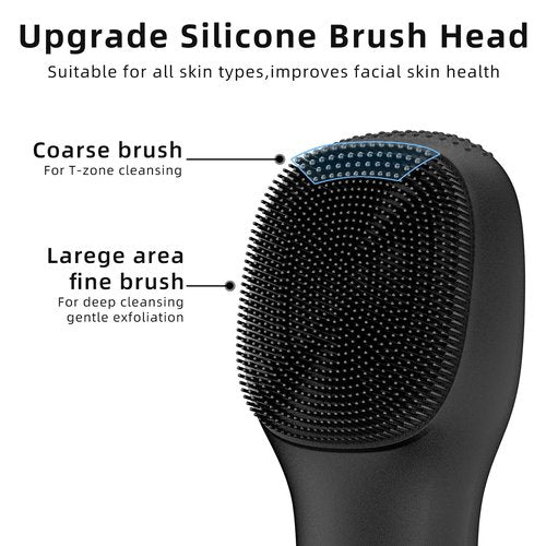 Facial Cleansing Brush Portable Waterproof Rechargeable Face Wash Brush, Electric Deep Cleaning for Men & Women (Black)