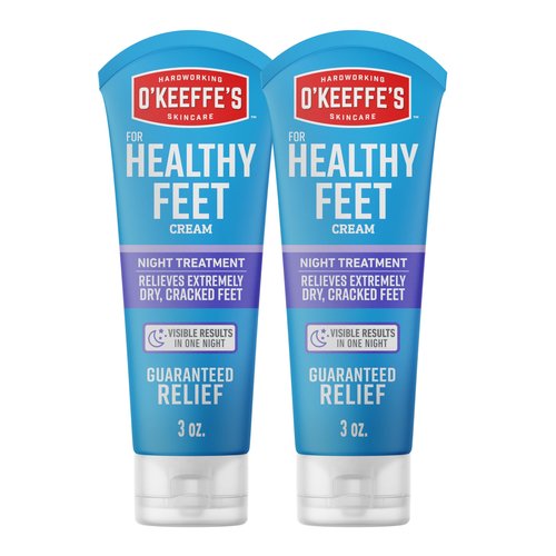 O'Keeffe's for Healthy Feet Night Treatment Foot Cream - 3 oz Tube (2 Pack) - Guaranteed Overnight Relief for Extremely Cracked, Dry Feet, Repairing Skincare, Instantly Boosts and Retains Moisture Levels