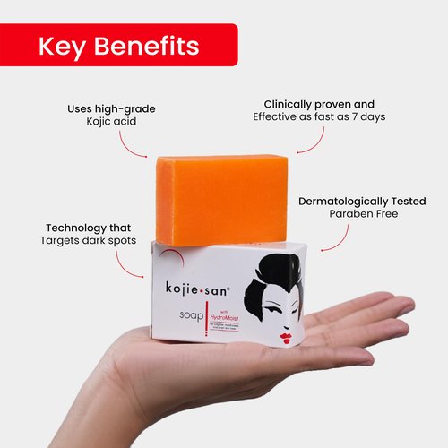 Kojie San Skin Brightening Soap - Original Kojic Acid Dark Spot Remover Soap, Paraben-Free Bar with Coconut & Tea Tree Oil for Face & Body, Gently Exfoliates for Smooth, Even Skin Tone – 100g x 3 Bars
