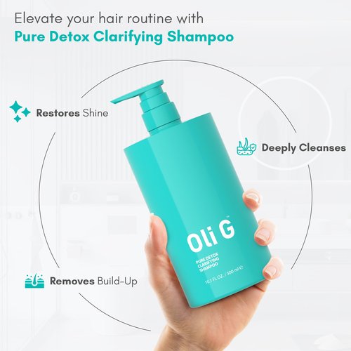 Oli G Pure Detox Clarifying Shampoo 10.1 fl oz / 300 ml – Deep Cleansing Shampoo with Lemon Extract – Build-Up Removing, Scalp-Refreshing & Prep-Boosting Formula for All Hair Types