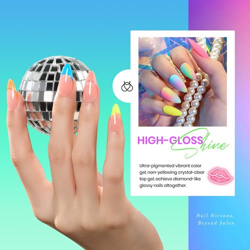 Beetles Gel Nail Polish Set - 20 Colors Rainbow Neon Gel Polish Kit with 3Pcs Base Top Coat Hot Pink Orange Blue Lemon Green Glitter Spring Colors Soak Off UV Manicure Easter Gift for Women