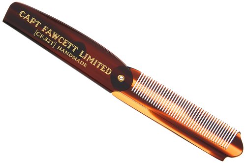 Captain Fawcett Folding Pocket Beard Comb | Hand Crafted | Fine Toothed Hair Comb | 82T | 193mm |