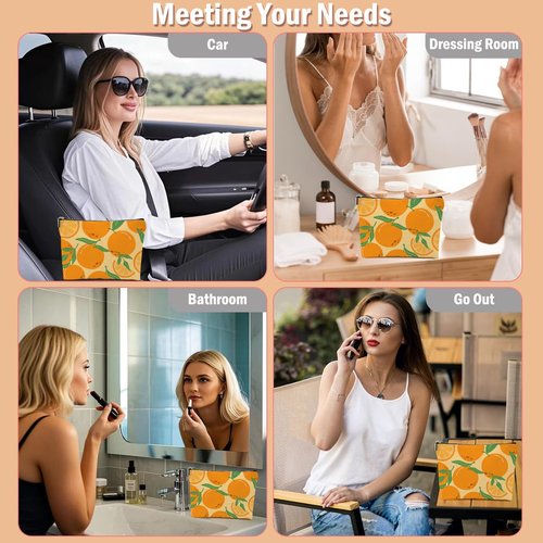 Tangerine Makeup Bag, Mandarin Orange Stuff Cosmetic Bag Fruit Travel Pouch, Mandarin Orange Lovers Gift for Women Girls Daughter Sisters Coworker Friends Niece Friendship Graduation Birthday Gifts