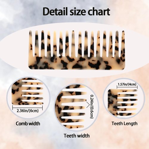 Skiennix Large Hair Detangling Comb - Wide Tooth Cellulose Detangler for Thick Curly Hair | 2 Pack (Tortoise Shell, Ivory)