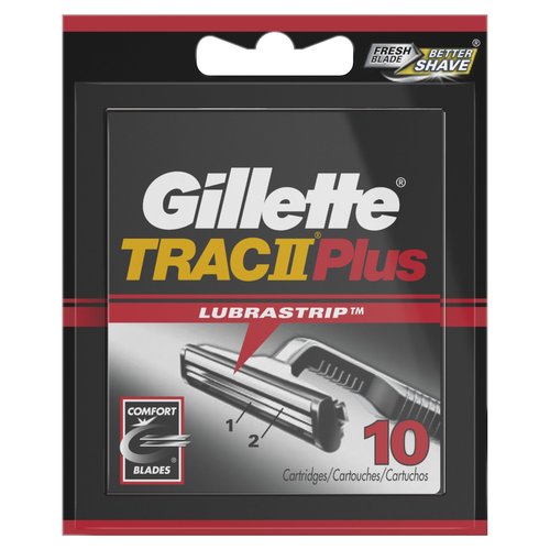 Gillette TRAC II Plus Mens Razor Blade Refills, 10 Count, Delivers a Clean, Close Shave