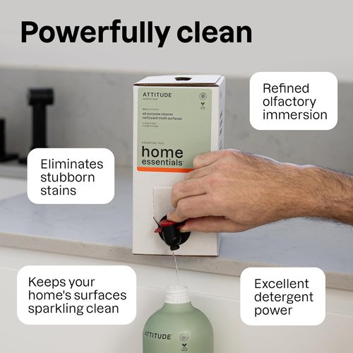 ATTITUDE All-Purpose Cleaner Spray - Plant-Based, Streak-Free Formula | Sage & Orange, 26 Fl Oz