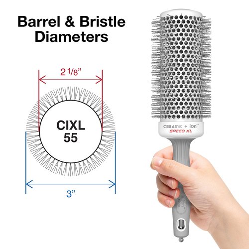 Olivia Garden Ceramic + Ion Speed XL - Extra-Long Round Thermal Hair Brush for Professional Blowouts