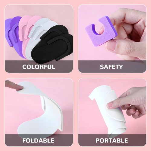 Suhine 120 Pairs Disposable Pedicure Slippers and Toe Separators Kit 40 Pairs Disposable Foam Flip Flops 80 Toe Separators for Women Nail Hotel Salon Spa Party(Black, Purple, White, Pink)