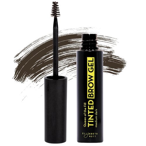 Elizabeth Mott Queen of the Fill Tinted Eyebrow Gel - Water-Resistant Brow Filler & Volumizer - Dark Medium Brown 4g