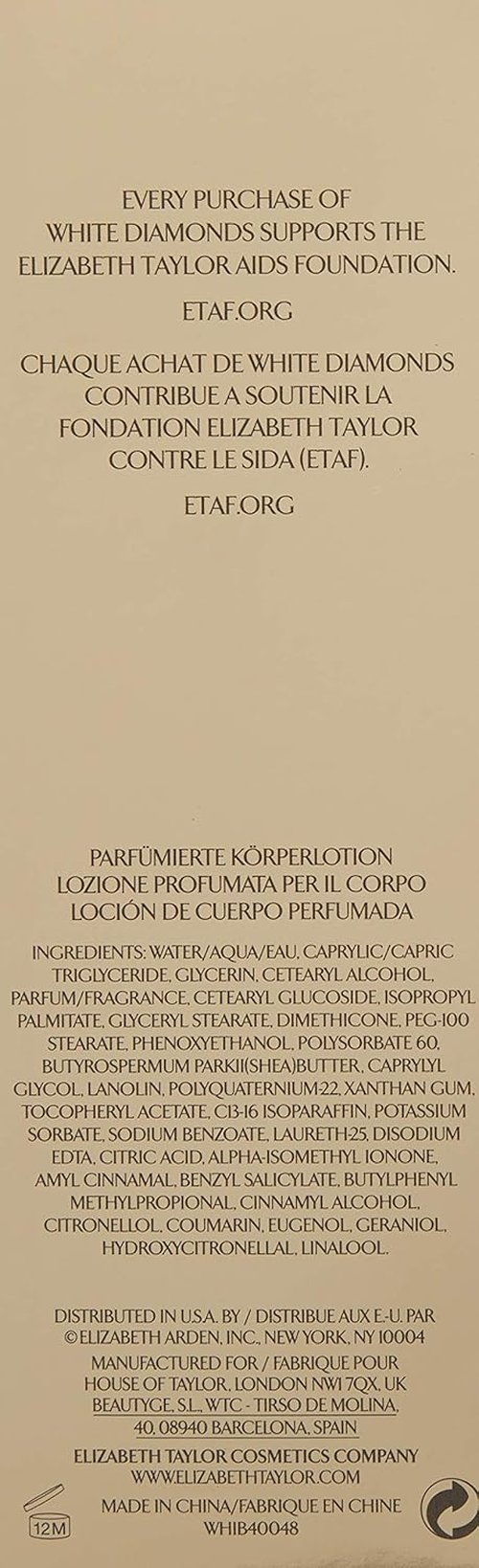 Elizabeth Taylor White Diamonds Body Lotion - Luxurious Hydration for Women | 6.8 Ounce