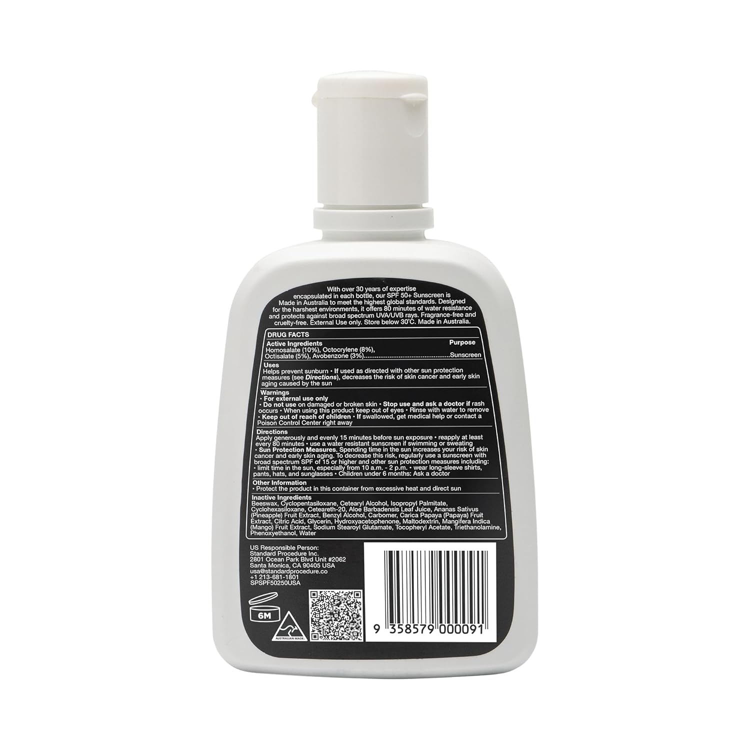 Standard Procedure SPF 50+ Sunscreen - Broad Spectrum Face & Body Sunblock for Sensitive Skin, 8.5 oz