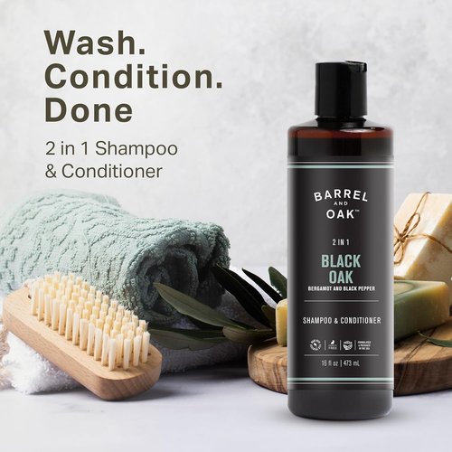 Barrel & Oak 2-in-1 Men's Shampoo & Conditioner - Cleanses Hair & Scalp, Vegan Formula, 16 oz