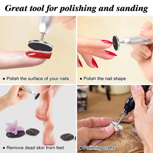 BELICOO 120 Pcs Sanding Paper Disc w/ 2 Metal Bit, 80/120/180/240 Grit Round Pedicure Replacement Sanding Discs for Electric Nail File Bits, Foot File Sandpaper Discs for Dead Skin Foot Callus Remover