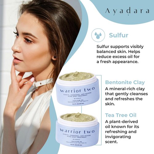 Cystic Acne Spot Cream Overnight Hormonal Acne-Prone Skin for Face & Body Sulfur Cream for Women Men & Teens Effective for Stubborn Breakouts 120 Uses