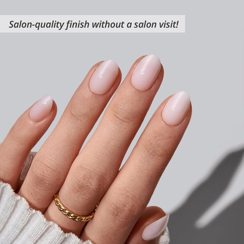 BTArtbox Press On Nails - Almond Power Calm, 4-Week Wear, Nude Pink, Extra Short | 32 Nails, Easy Application Kit