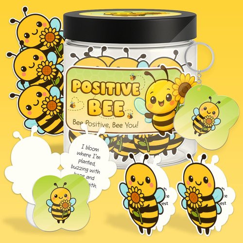 60 Positive Bee Cards Jar, Affirmation Cards For Women, Friendship Gift, Positive Quotes Jar, Best Friend Gift, Christmas Gifts For Women, Bee Gifts For Men
