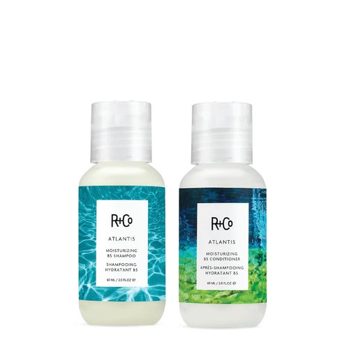 R+Co Atlantis B5 Shampoo & Conditioner Travel Set - Deep Hydration & Repair for Dry Hair | Vegan, Cruelty-Free | 2oz (Pack of 2)
