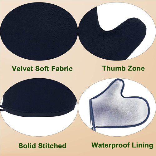 Skiennix Self Tanning Mitt Applicator Kit - 4 Pack for Streak-Free Sunless Tan | Includes Mitt, Back Applicator, Brush & Exfoliating Glove (Black)