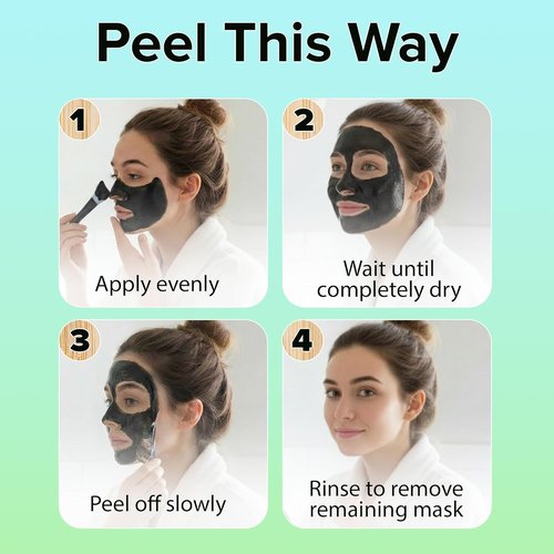 Ebanel Charcoal Peel Off Face Mask Applicator Set - Deep Cleansing Blackhead Remover with Niacinamide & Vitamin C