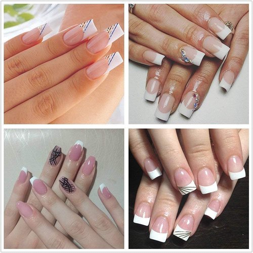 1000pcs Clear and Natural Acrylic Nail Tips,10 Size French Nail Tips For Acrylic Nails Half Cover False Nails Extension Artificial Fingernails