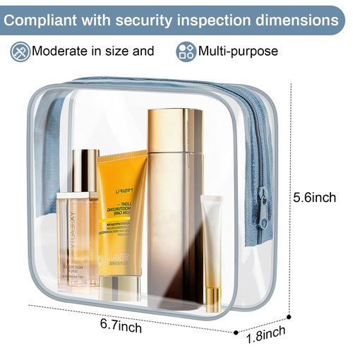Gemice TSA Approved Toiletry Bag, 4 Pack Cosmetic Bag Clear Toiletry Bag Quark Size, Travel Essentials Water Repellent Travel Makeup Bags for Women Men, Carry on Airport Airline Compliant Bag (Grey)